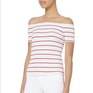 INTERMIX
Red White Stripe Ariana Off Shoulder Knit Blouse
Size: XS